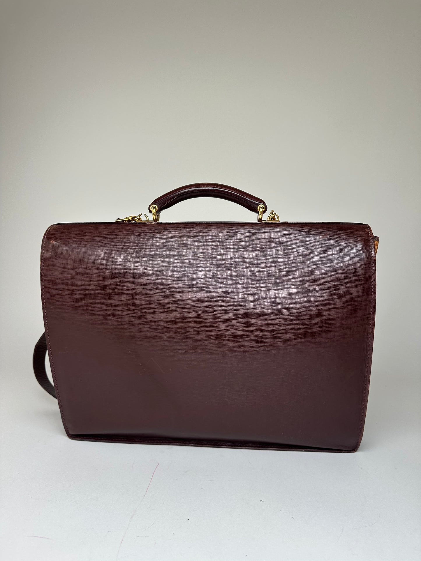 Vintage Gucci 2Way Leather Briefcase Burgundy