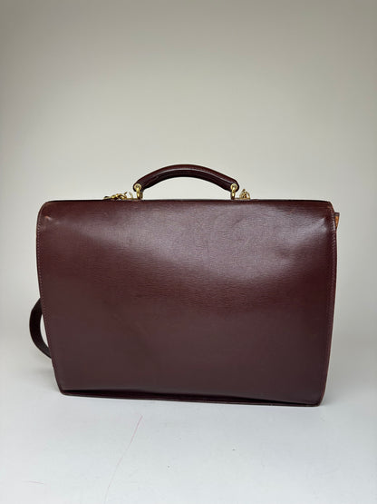 Vintage Gucci 2Way Leather Briefcase Burgundy