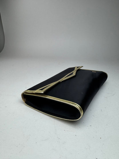 Vintage Givenchy Leather canvas clutch black gold