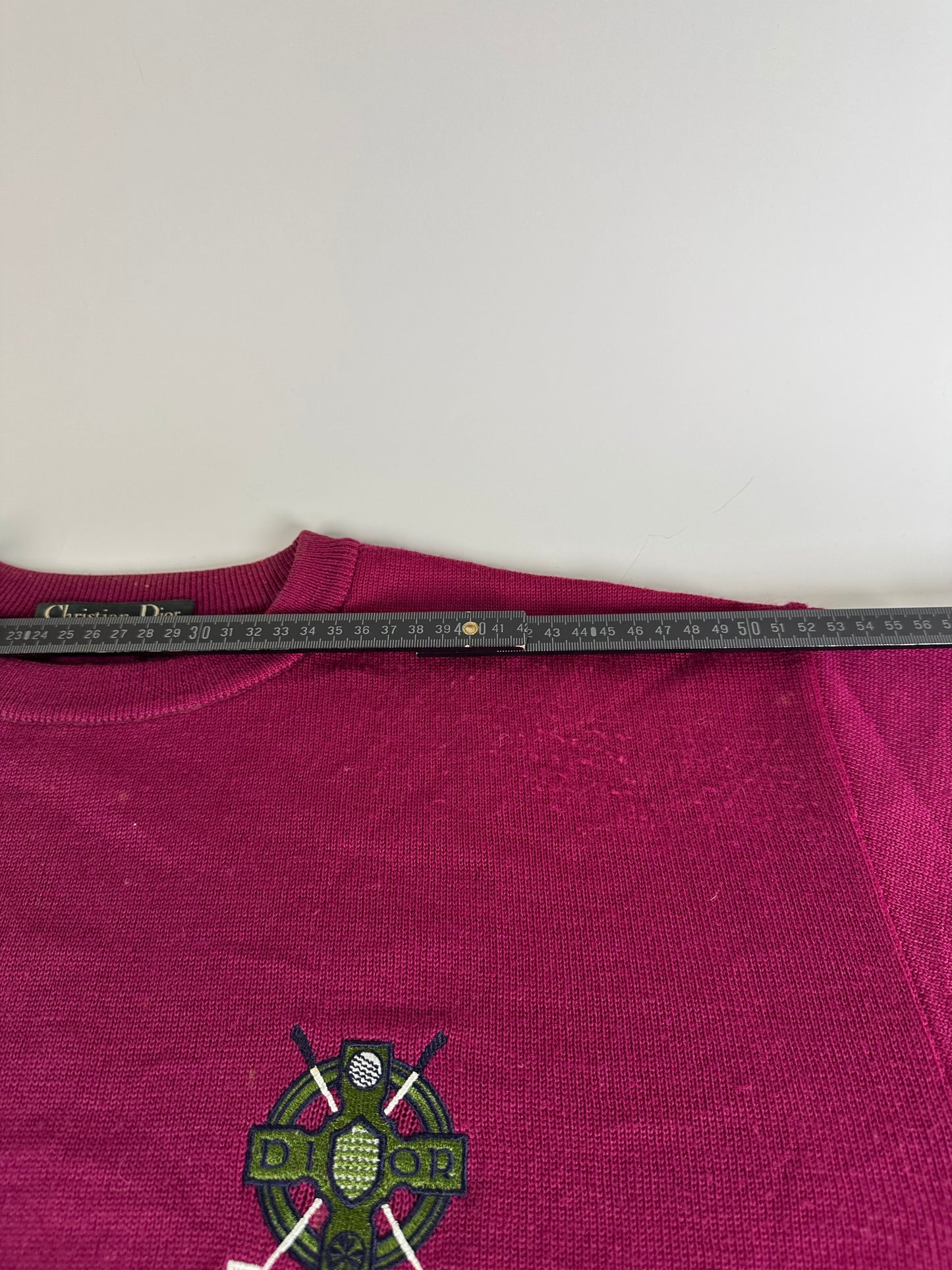 Vintage Dior Men's Wool Sweater Fuchsia Green L