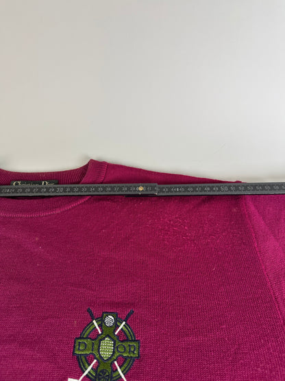 Vintage Dior Men's Wool Sweater Fuchsia Green L