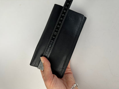 Vintage Yves Saint Laurent Leather Bifold Wallet Black Gold