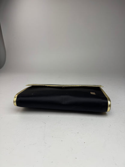 Vintage Givenchy Leather canvas clutch black gold