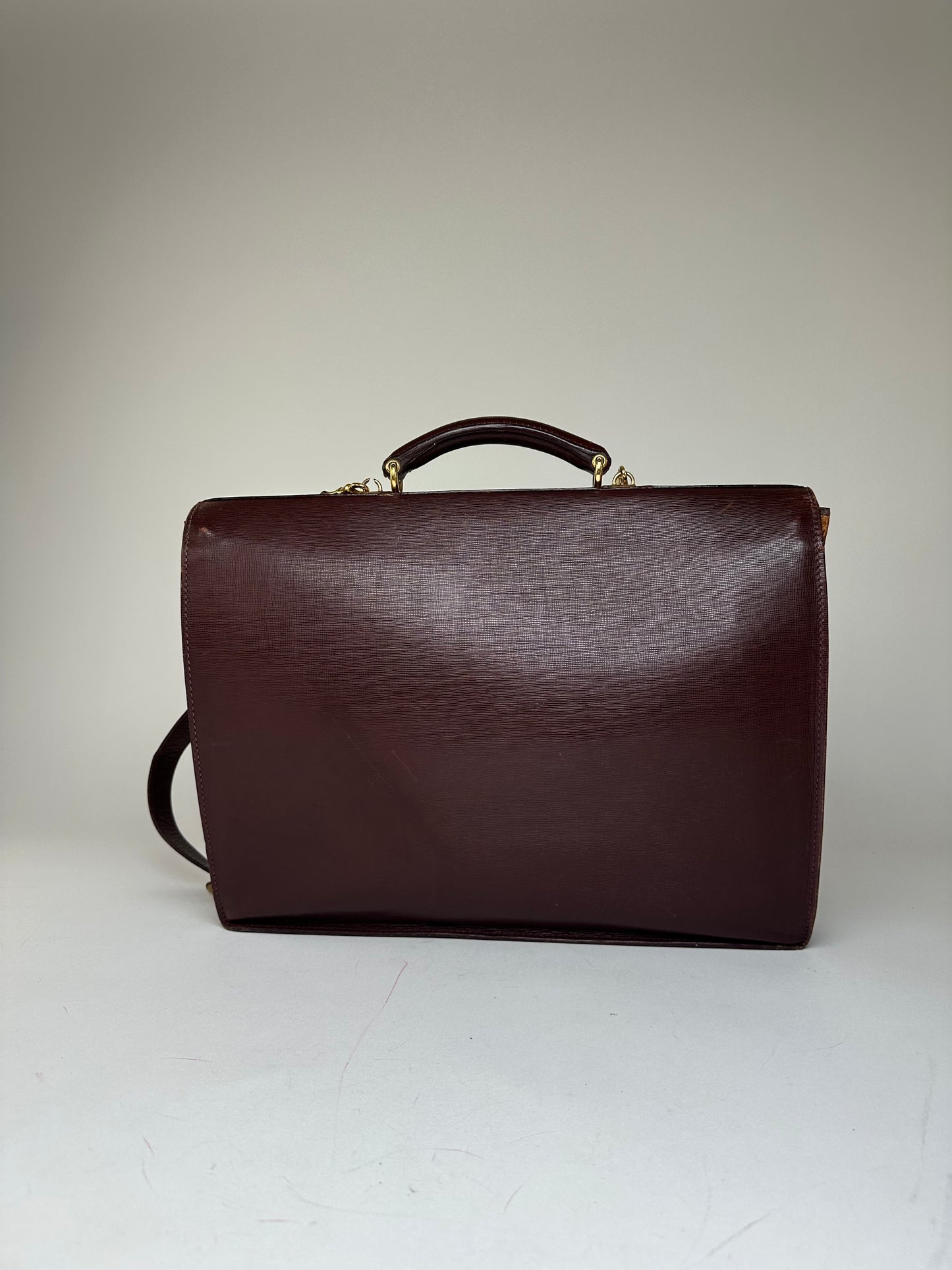 Vintage Gucci 2Way Leather Briefcase Burgundy