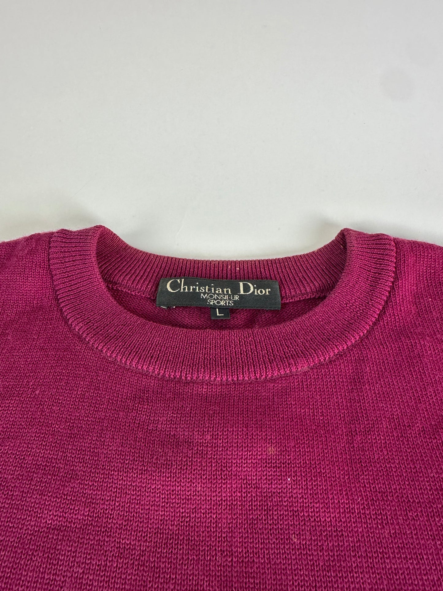 Vintage Dior Men's Wool Sweater Fuchsia Green L