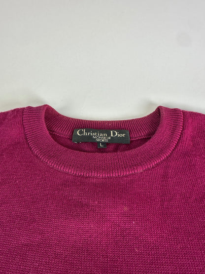 Vintage Dior Men's Wool Sweater Fuchsia Green L