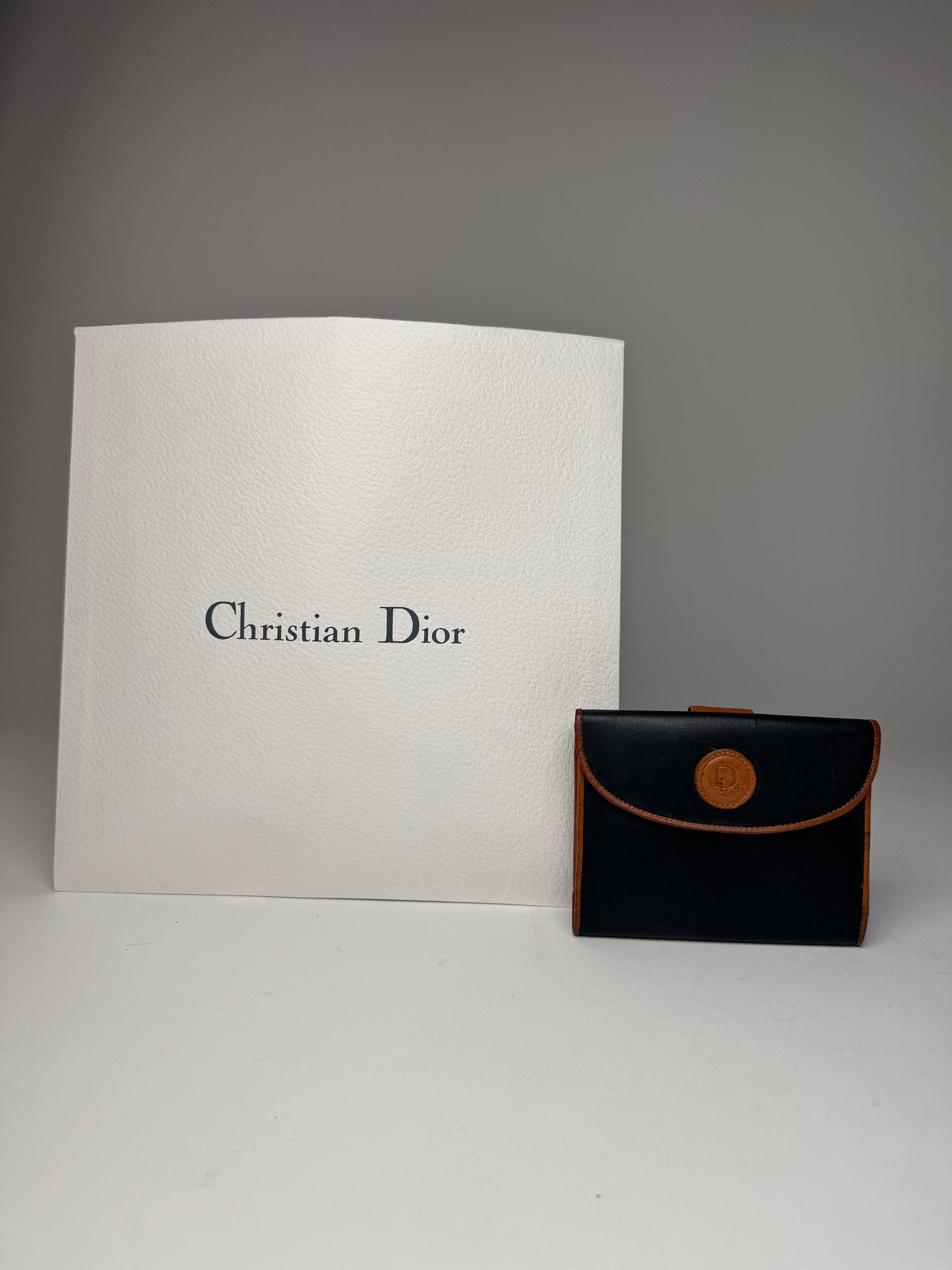 Vintage Dior Leather Wallet Orange Black