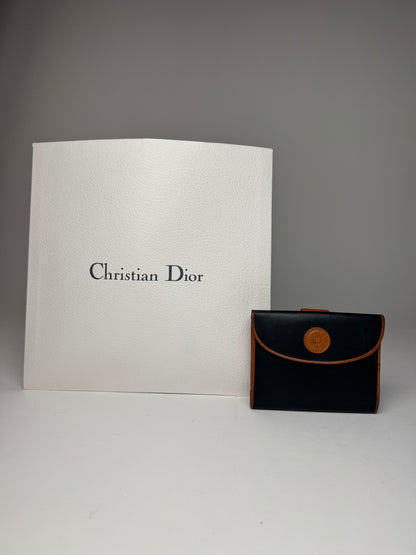 Vintage Dior Leather Wallet Orange Black