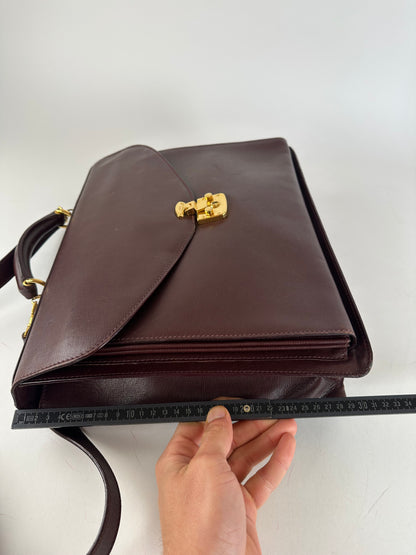 Vintage Gucci 2Way Leather Briefcase Burgundy