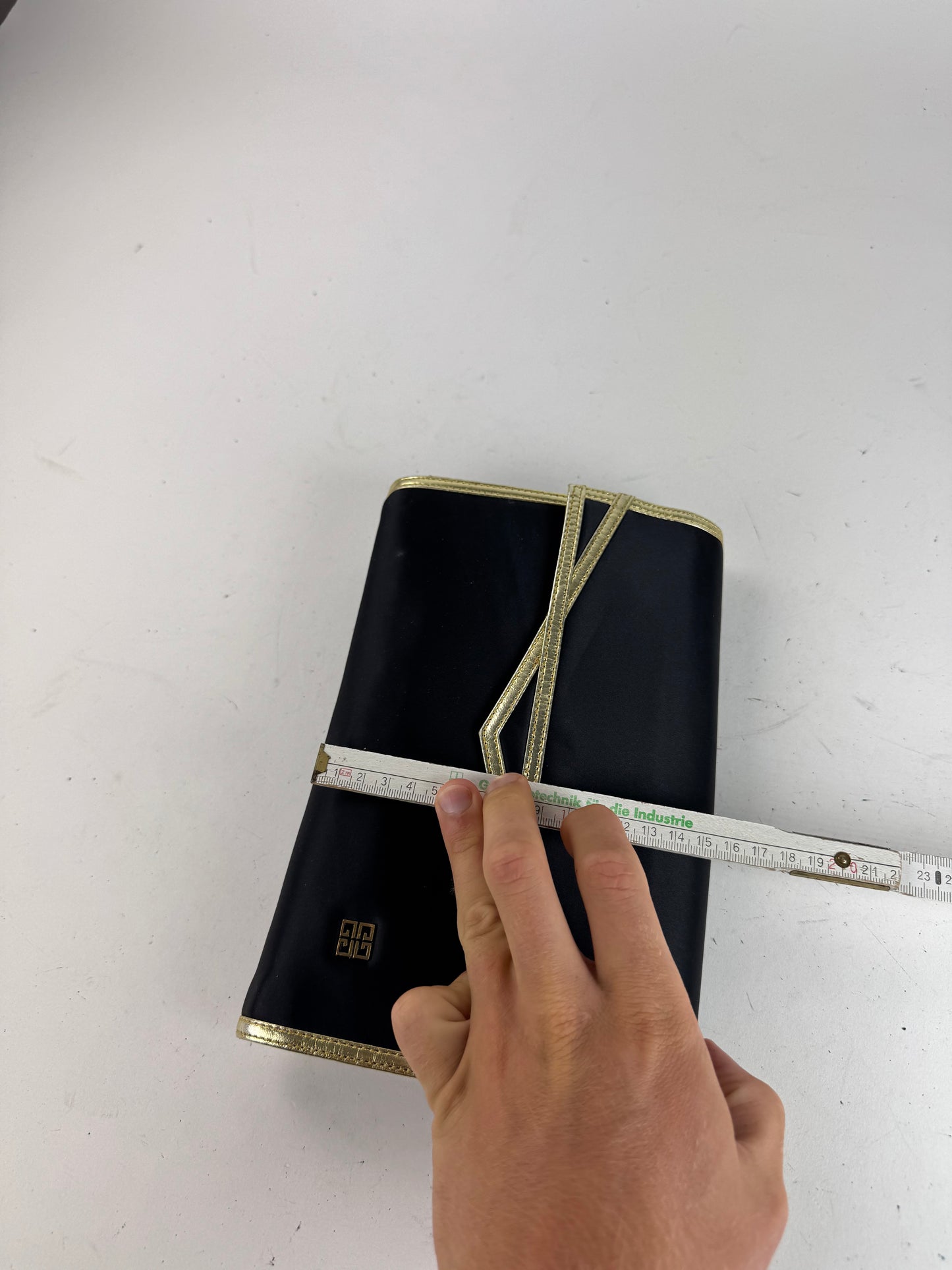 Vintage Givenchy Leather canvas clutch black gold