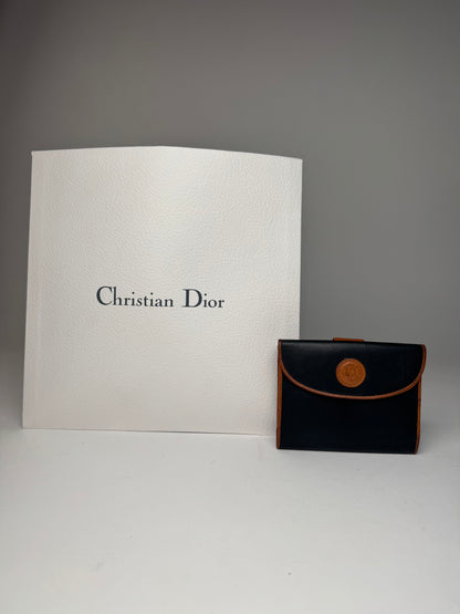 Vintage Dior Leather Wallet Orange Black