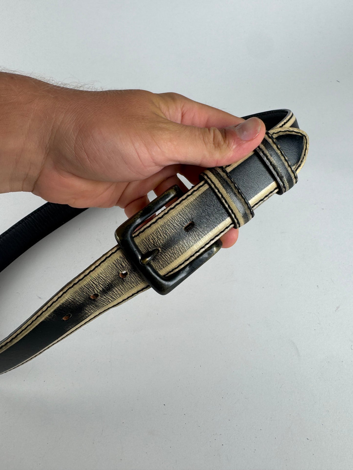 Vintage Issey Miyake Leather Belt black yellow