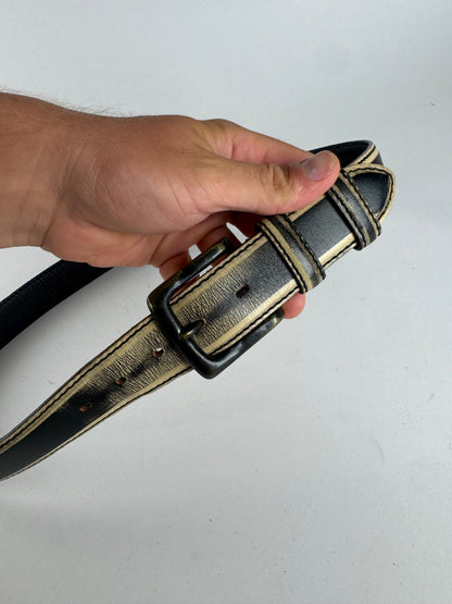 Vintage Issey Miyake Leather Belt black yellow