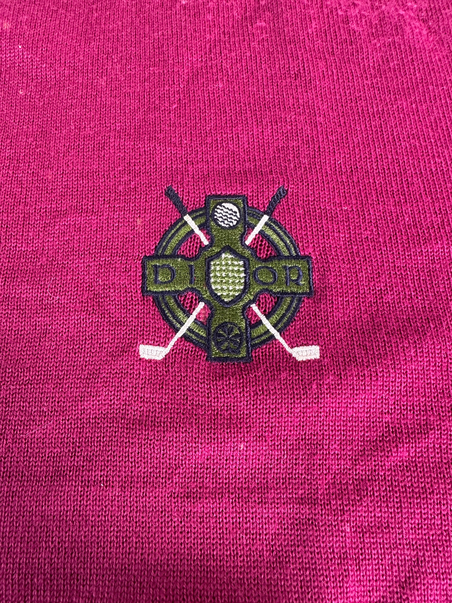 Vintage Dior Men's Wool Sweater Fuchsia Green L