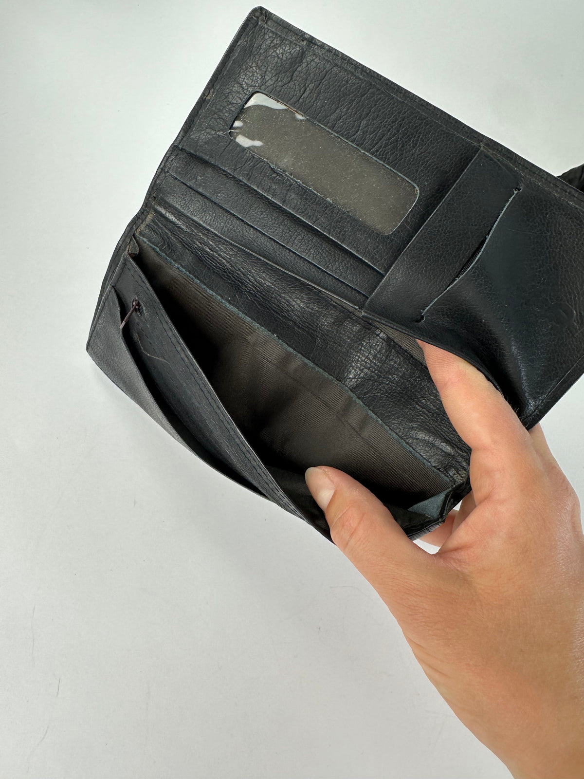 Vintage Yves Saint Laurent Leather Bifold Wallet Black Gold