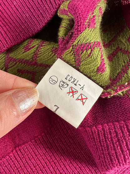 Vintage Dior Men's Wool Sweater Fuchsia Green L
