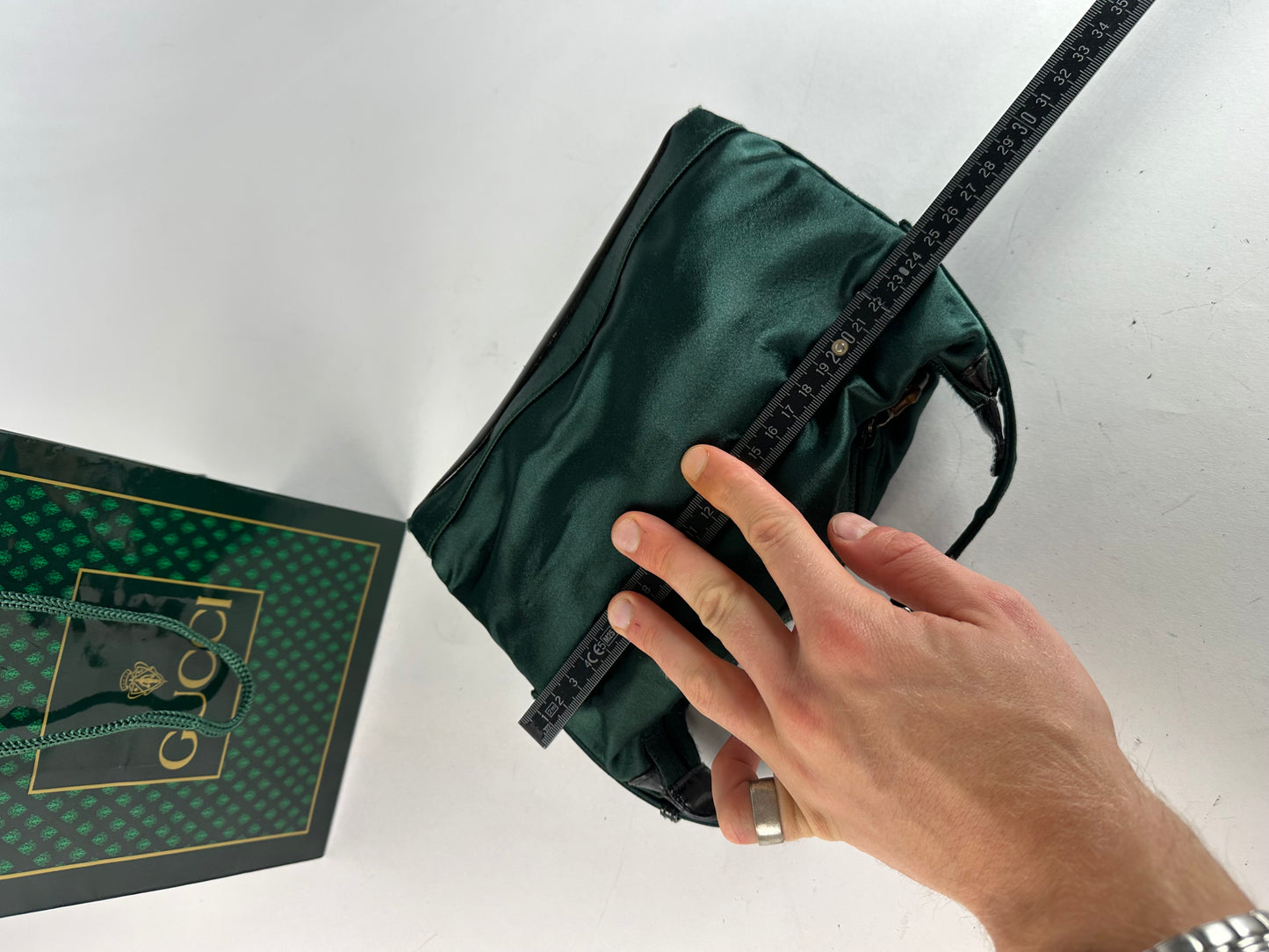 Vintage Gucci Polyester Leather Hand  Bag Green