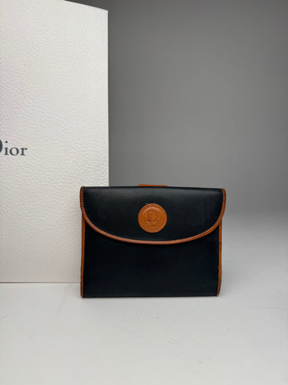 Vintage Dior Leather Wallet Orange Black