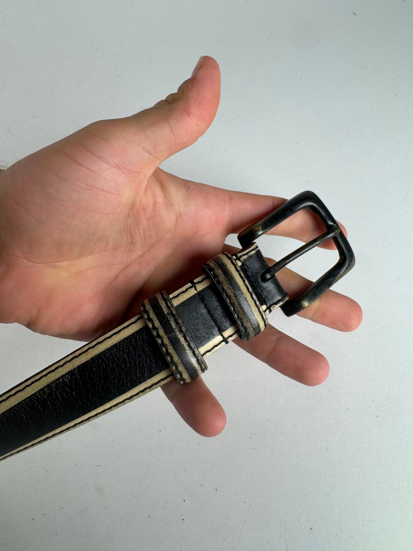 Vintage Issey Miyake Leather Belt black yellow