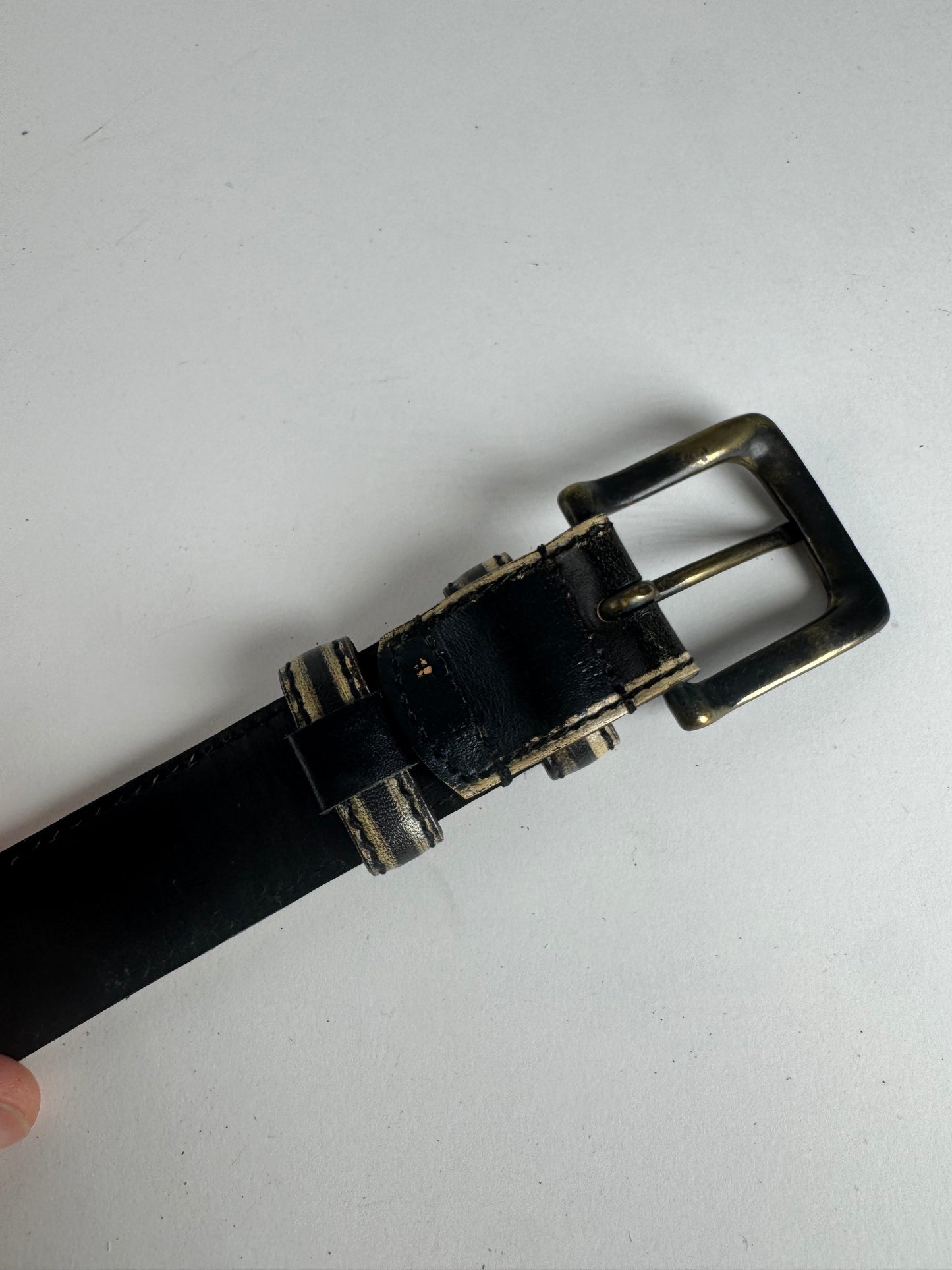 Vintage Issey Miyake Leather Belt black yellow