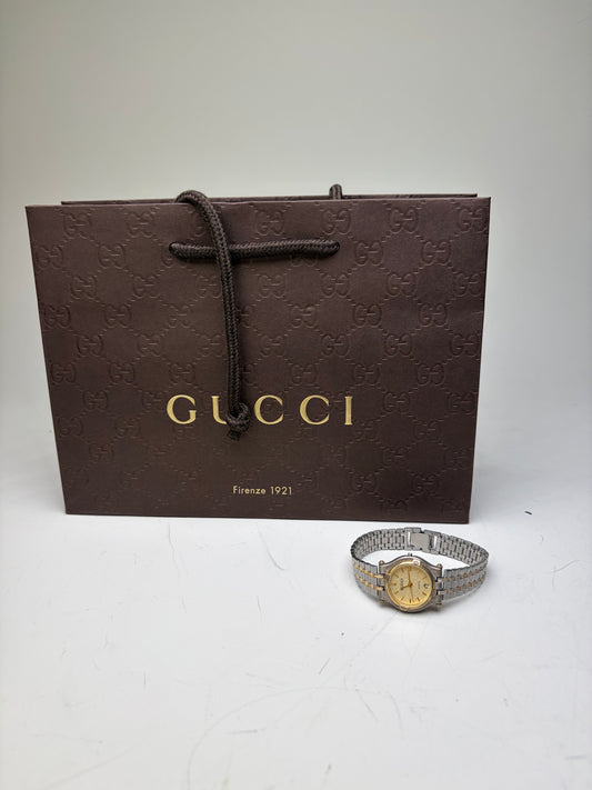 Vintage Gucci Stainless Steel Bracelet Watch Gold Silver