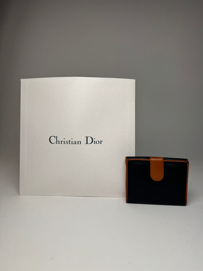 Vintage Dior Leather Wallet Orange Black