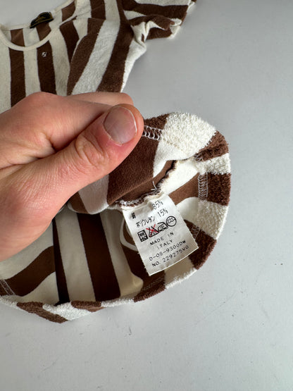 Vintage Fendi Roma Striped Shirt white brown 36/S