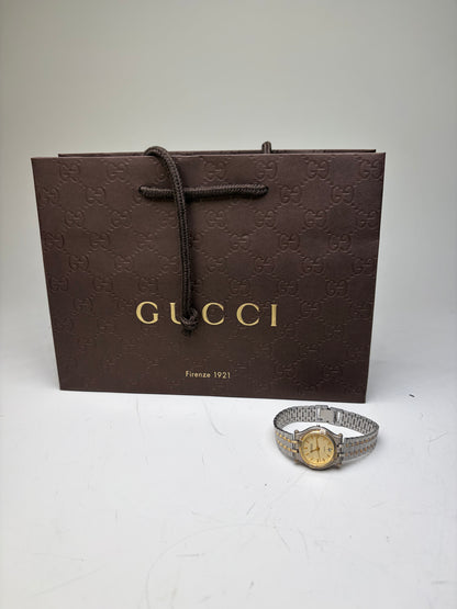 Vintage Gucci Stainless Steel Bracelet Watch Gold Silver