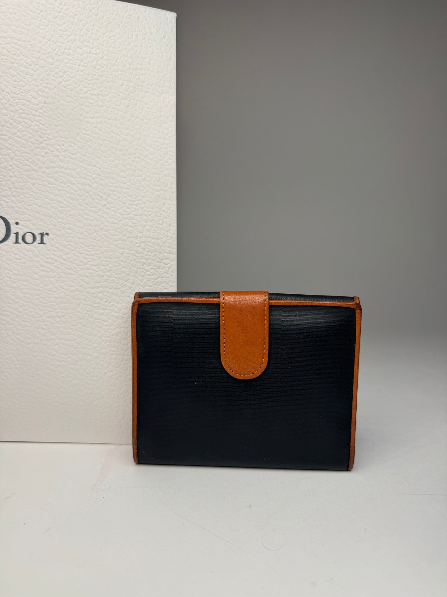 Vintage Dior Leather Wallet Orange Black