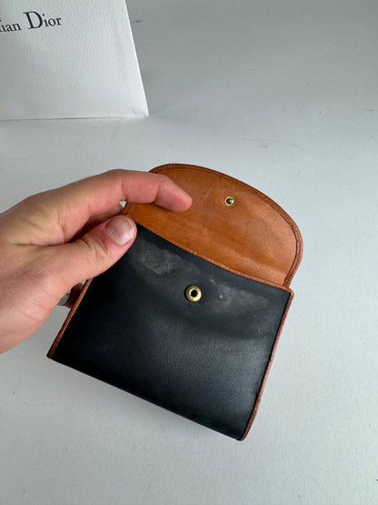Vintage Dior Leather Wallet Orange Black