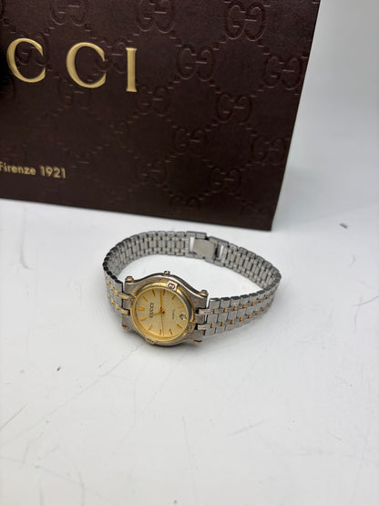 Vintage Gucci Stainless Steel Bracelet Watch Gold Silver