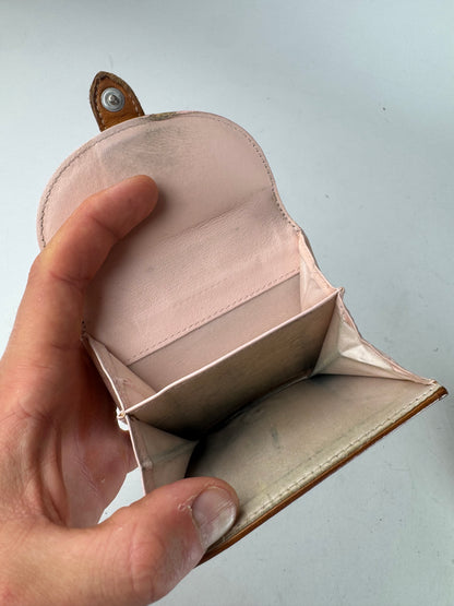 Vintage Dior Oblique Monogram Leather Wallet Beige Brown Pink