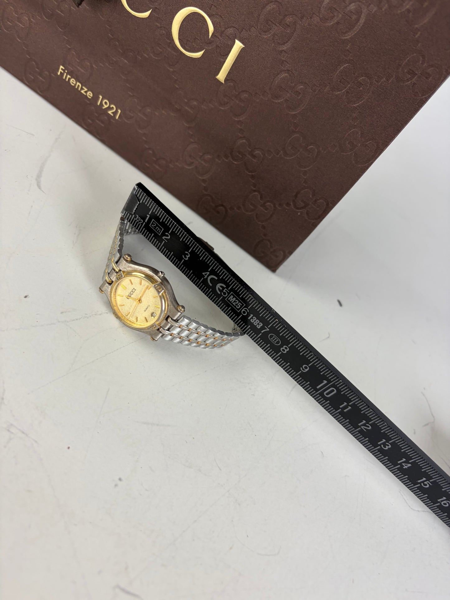 Vintage Gucci Stainless Steel Bracelet Watch Gold Silver