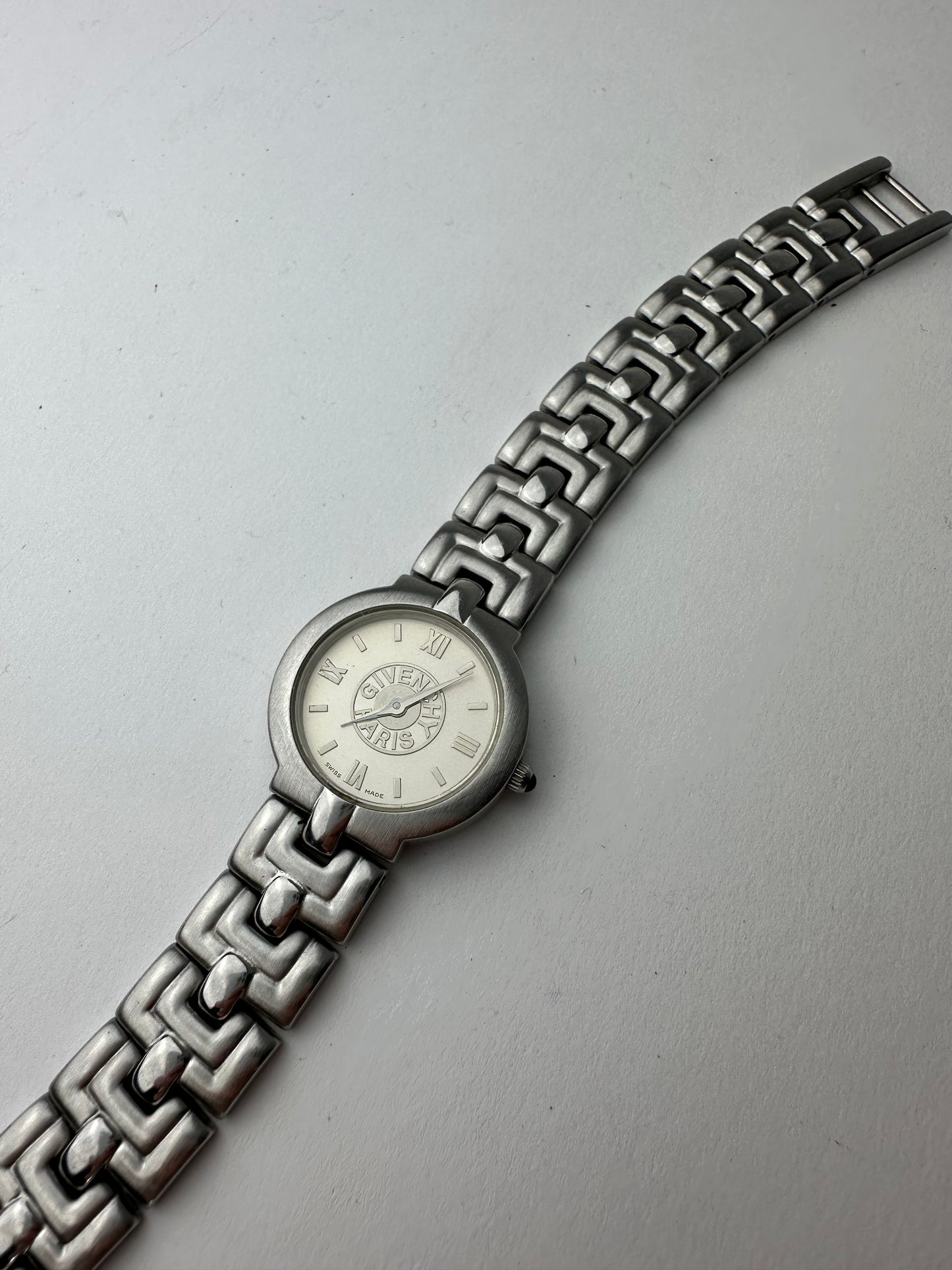 Vintage Givenchy Quartz Watch Silver White