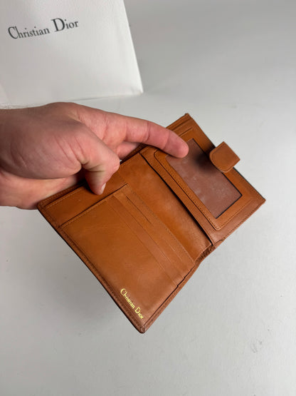 Vintage Dior Leather Wallet Orange Black