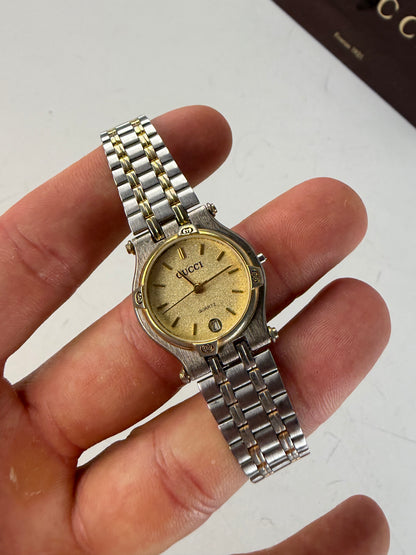 Vintage Gucci Stainless Steel Bracelet Watch Gold Silver