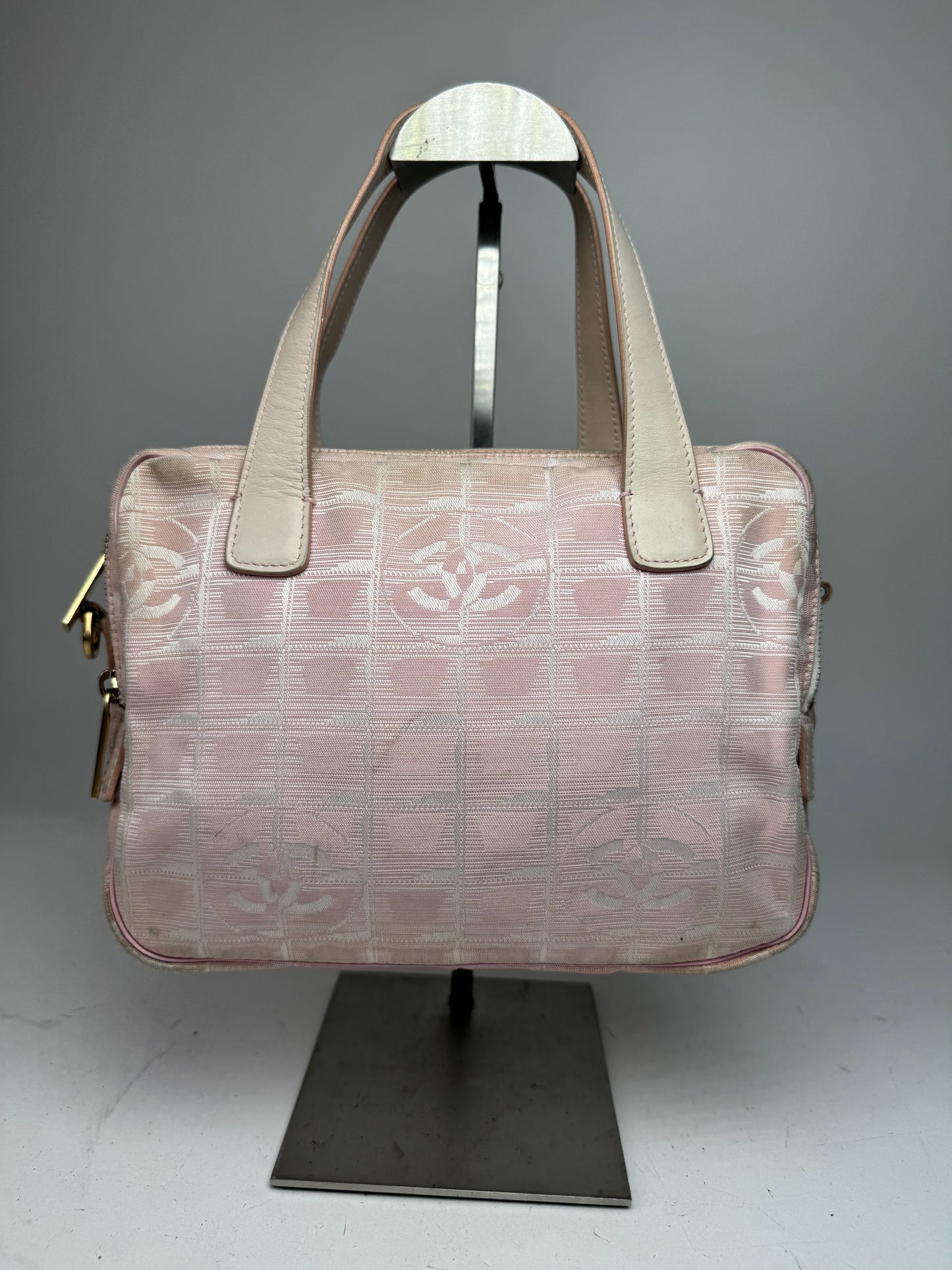 Vintage Chanel Monogram Handbag Pink white