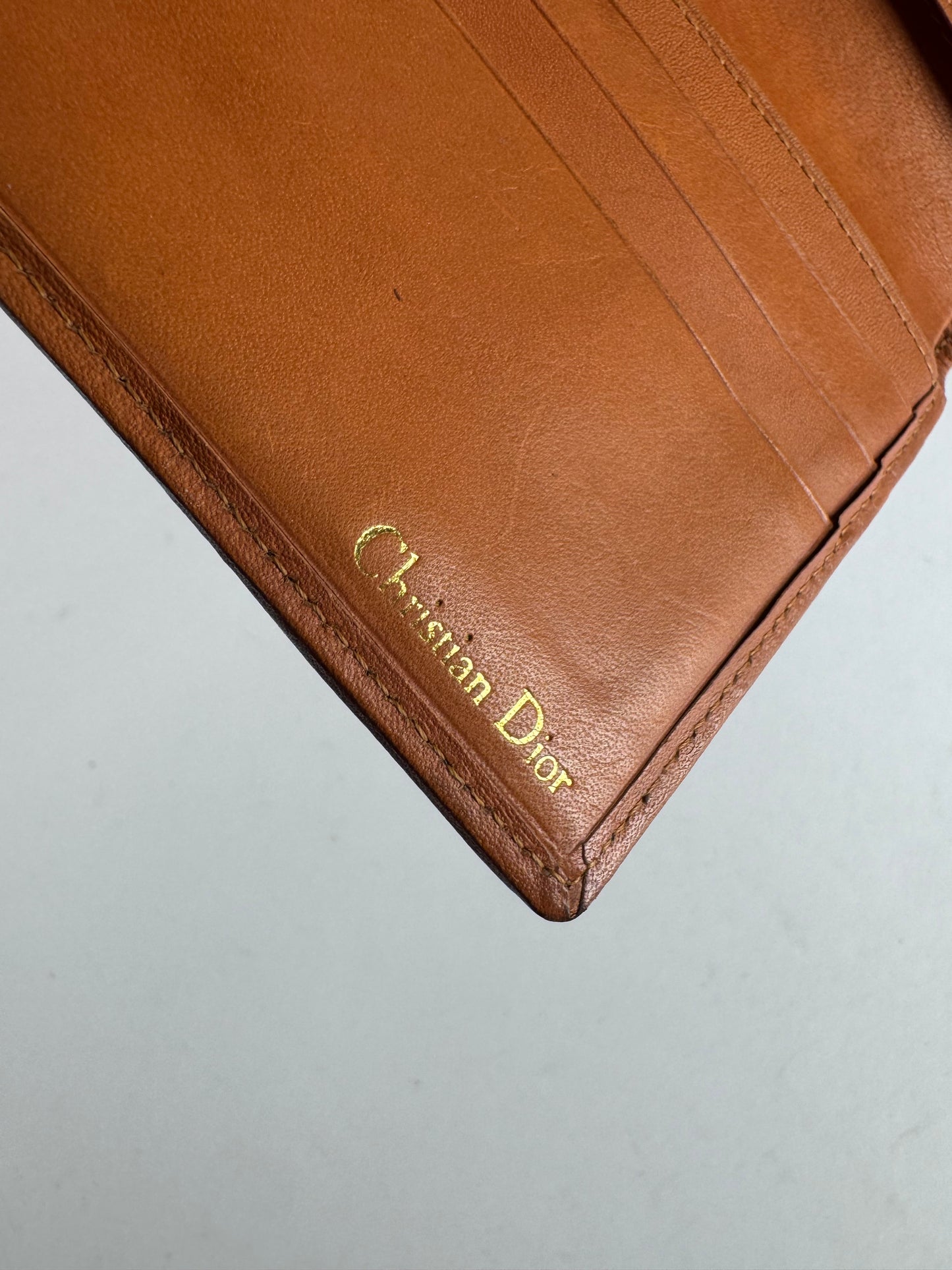 Vintage Dior Leather Wallet Orange Black