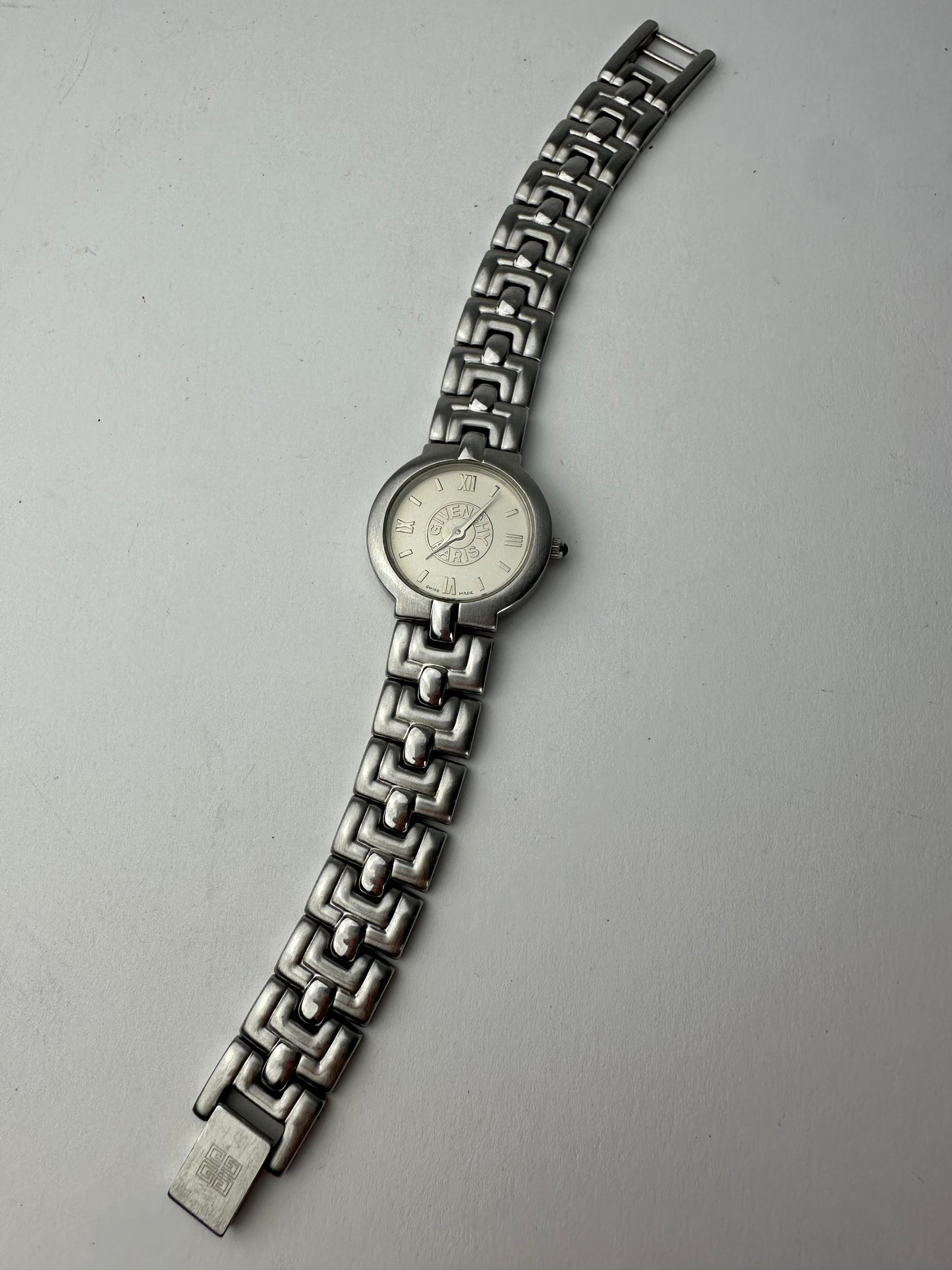 Vintage Givenchy Quartz Watch Silver White