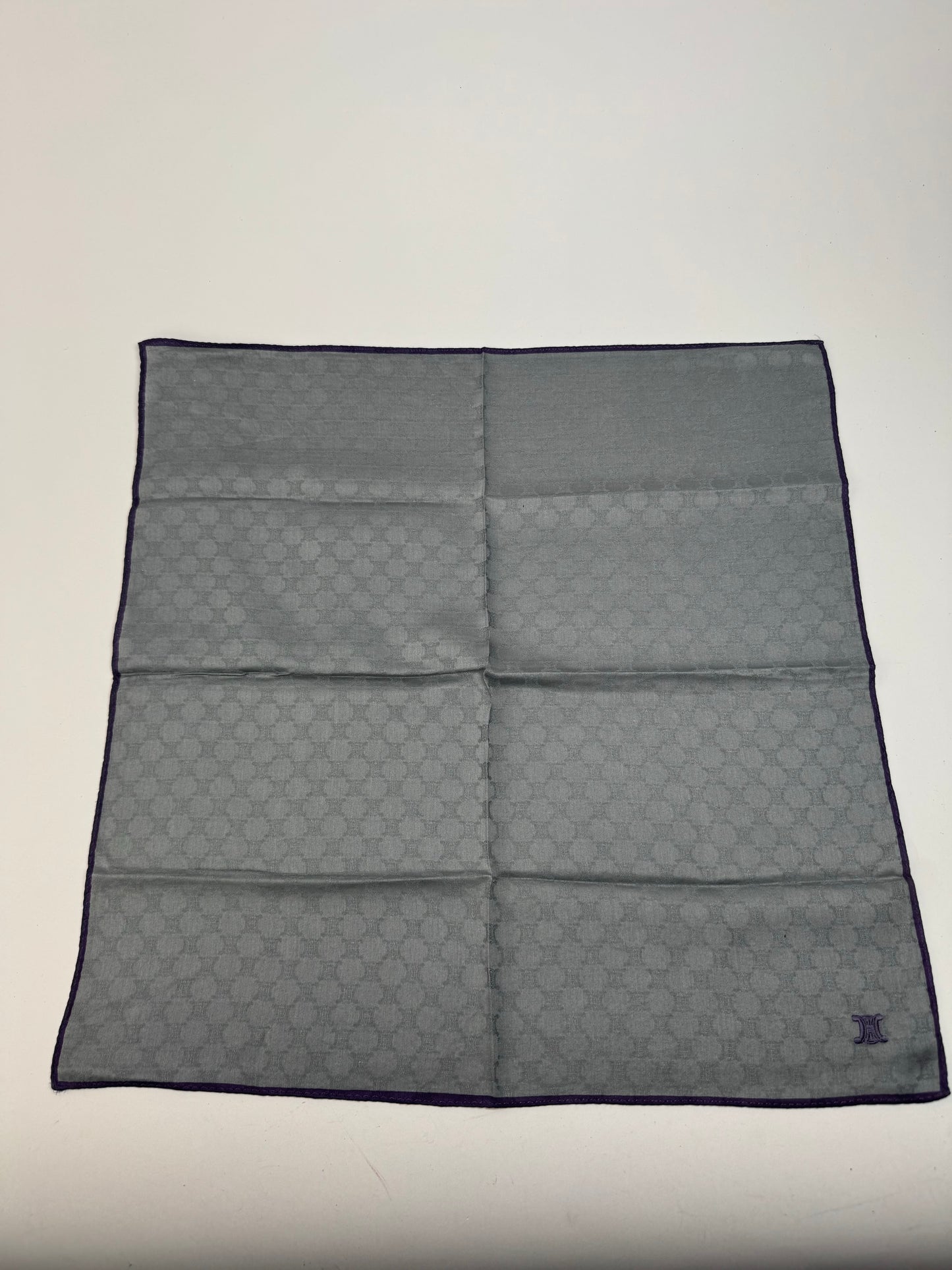 Vintage Celine Triomphe Monogram Scarf Grey black