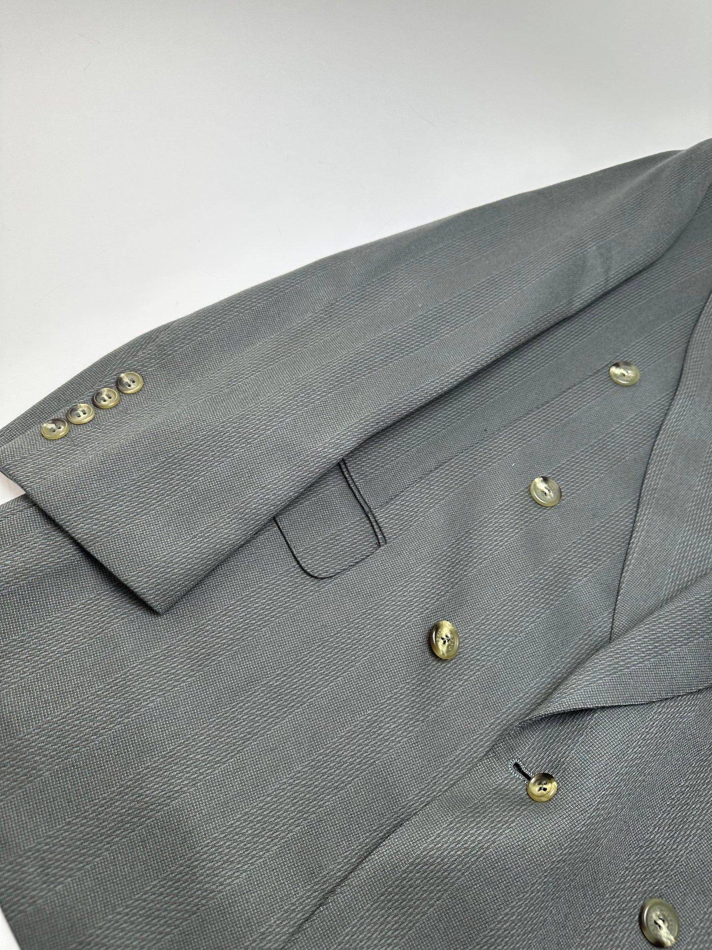 Vintage Givenchy Men's Double-Breasted Wool Suit Grey M