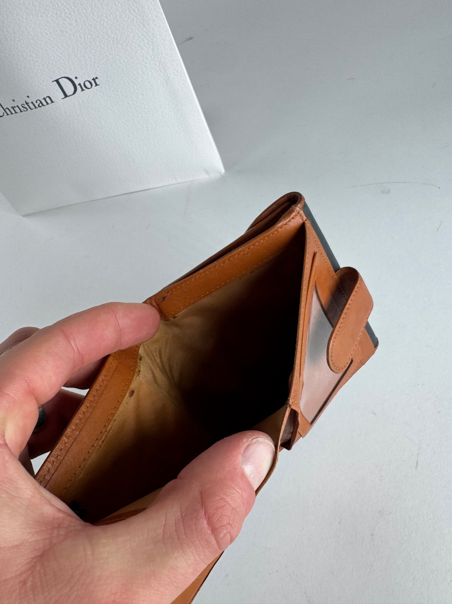 Vintage Dior Leather Wallet Orange Black
