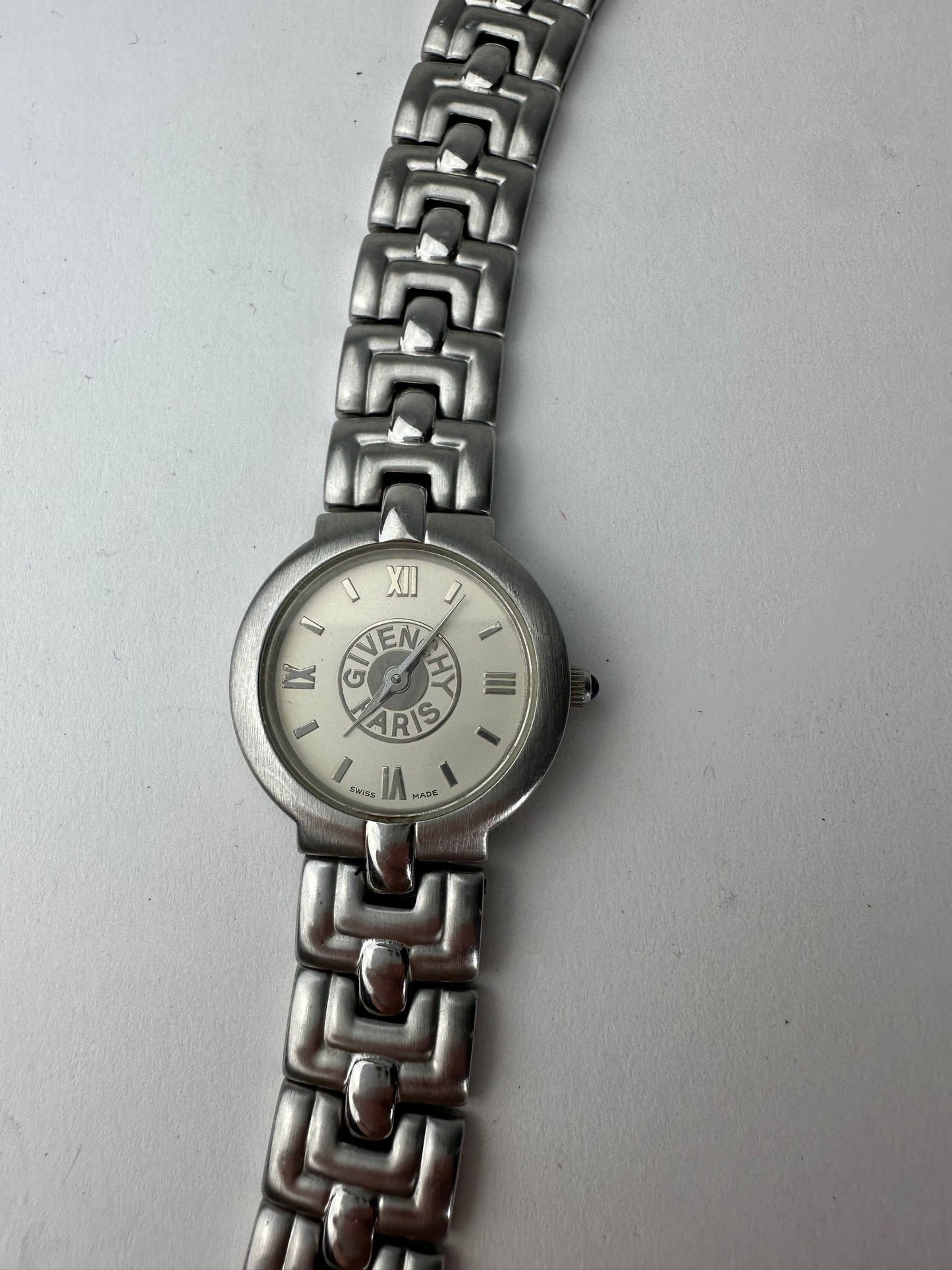 Vintage Givenchy Quartz Watch Silver White