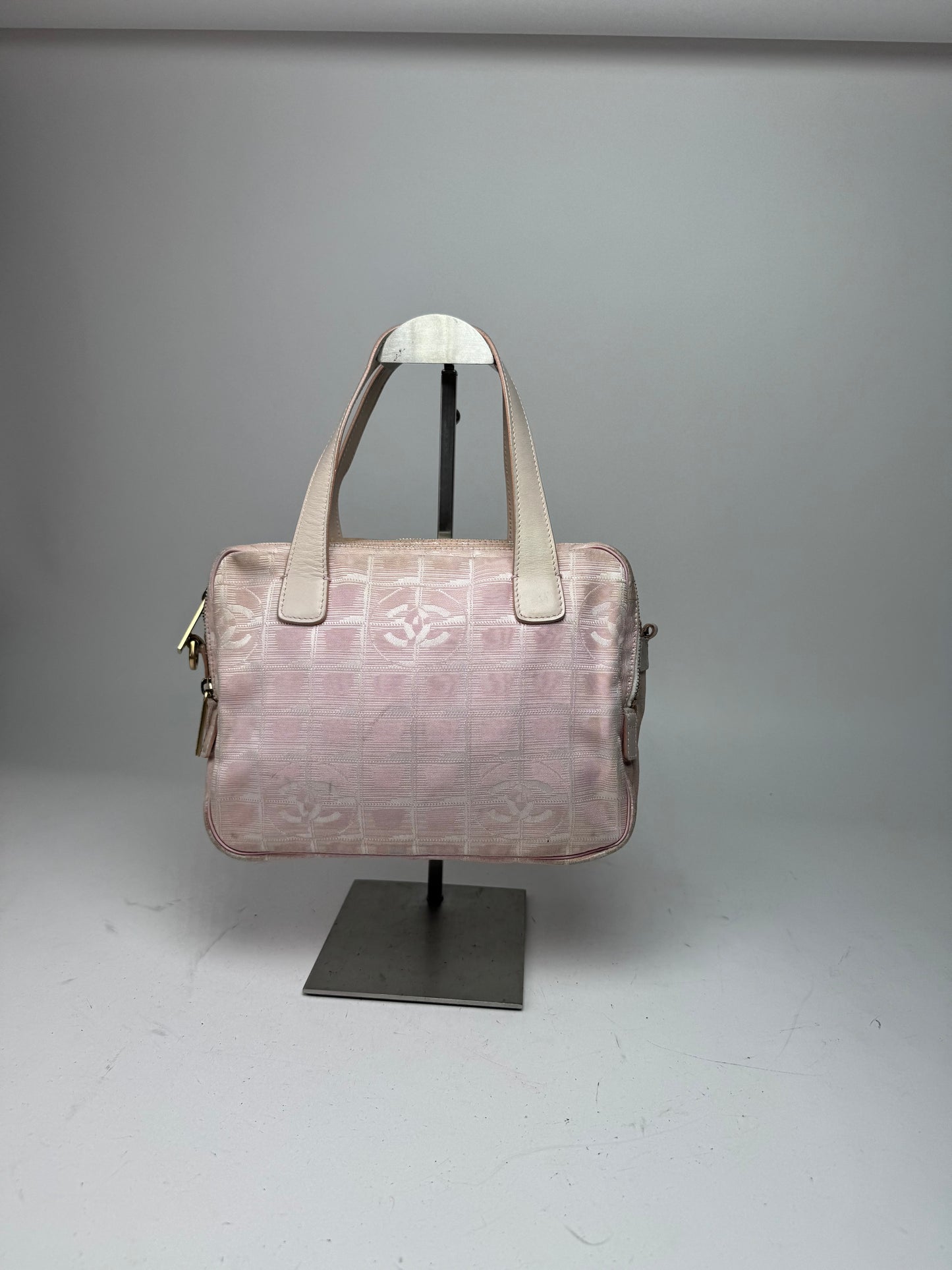 Vintage Chanel Monogram Handbag Pink white