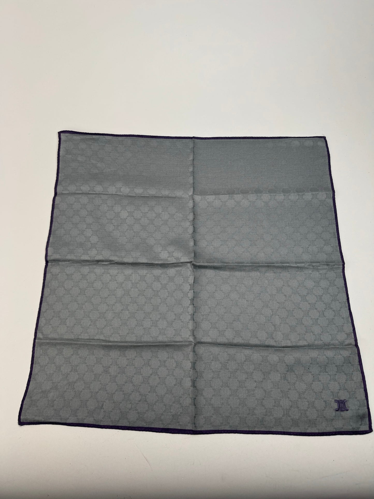 Vintage Celine Triomphe Monogram Scarf Grey black