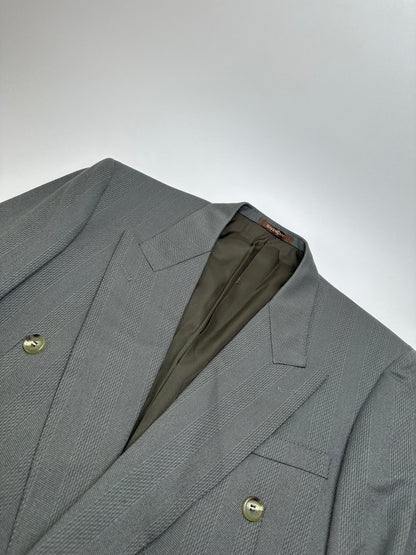 Vintage Givenchy Men's Double-Breasted Wool Suit Grey M