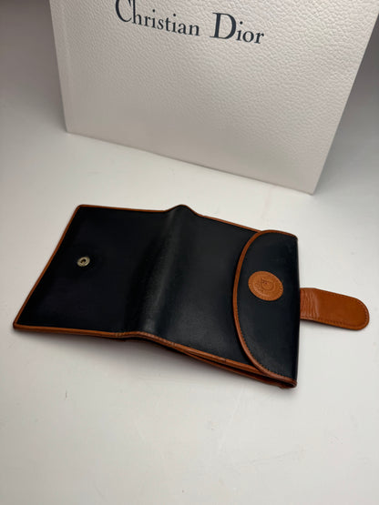 Vintage Dior Leather Wallet Orange Black