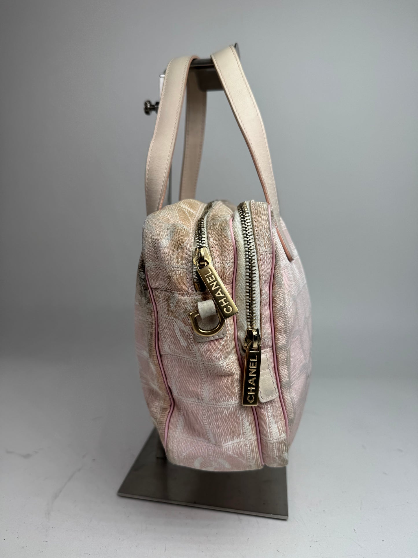 Vintage Chanel Monogram Handbag Pink white