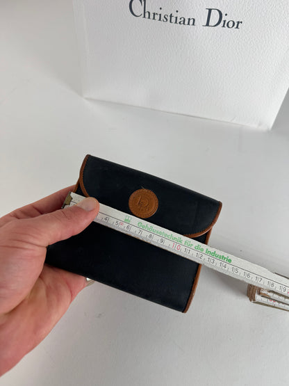 Vintage Dior Leather Wallet Orange Black