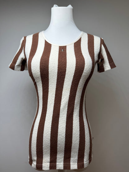 Vintage Fendi Roma Striped Shirt white brown 36/S
